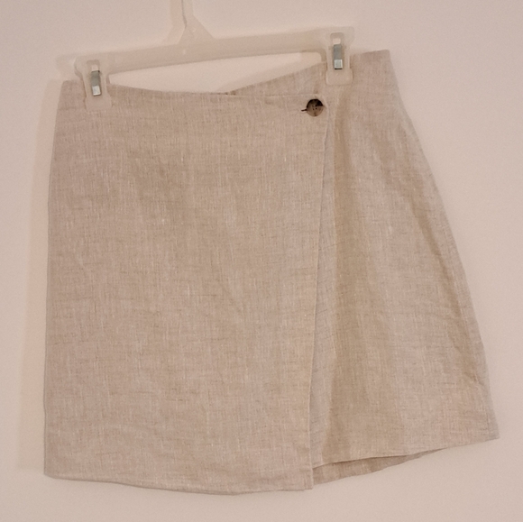 Banana Republic Linen Wrap Cream Mini Skirt Misses Size 4 - Picture 13 of 13